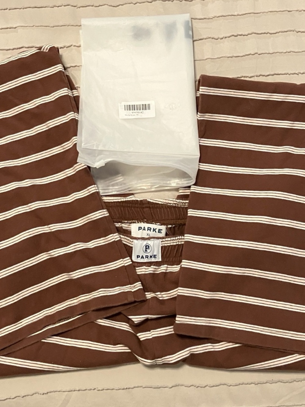 Parke XL Mocha Striped Boxer Pants